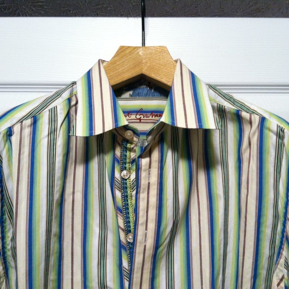 ROBERT GRAHAM MENS  MULTICOLOR COTTON LONG SLEEVE CASUAL SHIRT SIZE: XL